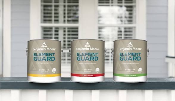 Benjamin Moore Element Guard paint cans